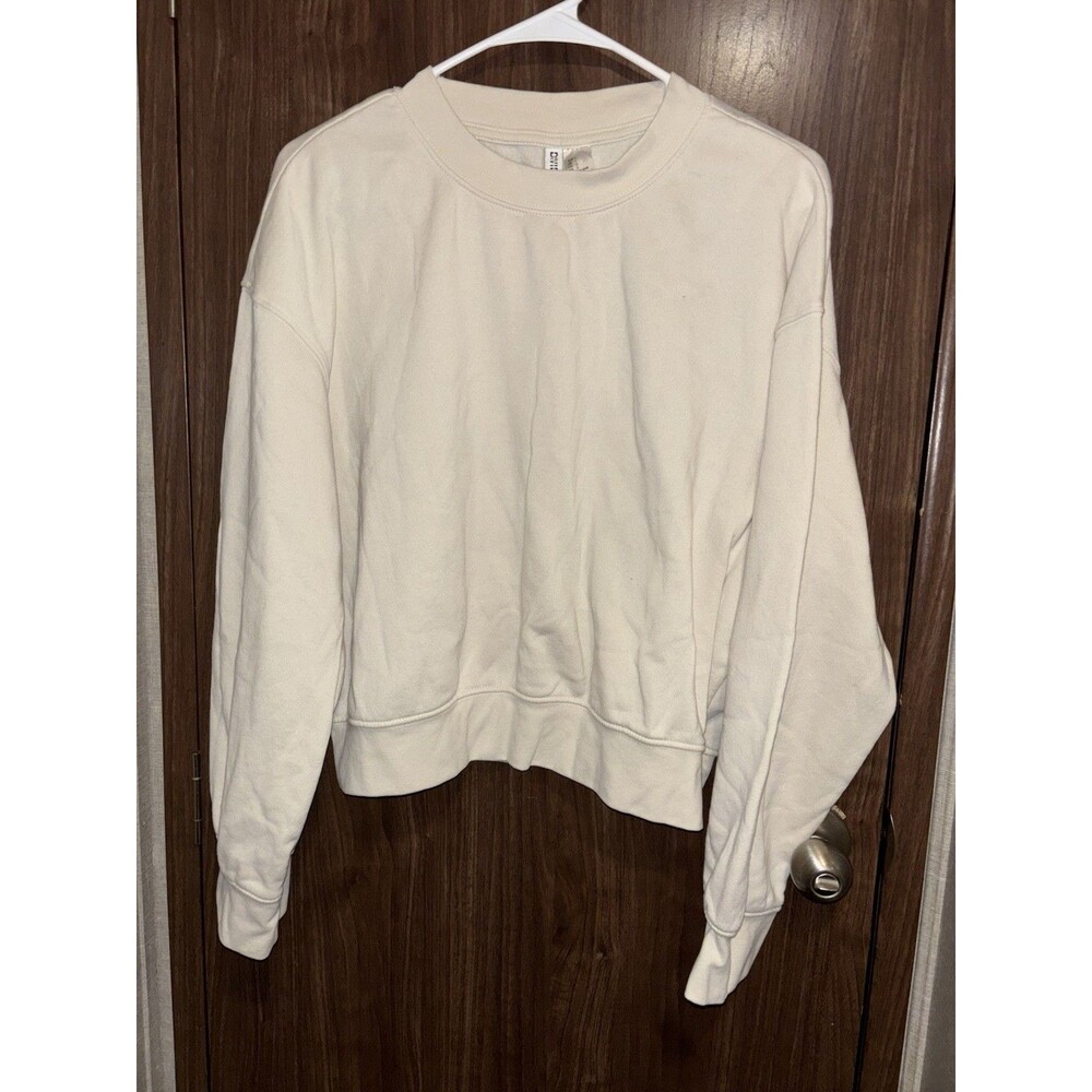 Divided by H&M Women's Cream Relax Fit Dropped Shoulders Crop Sweater Size L